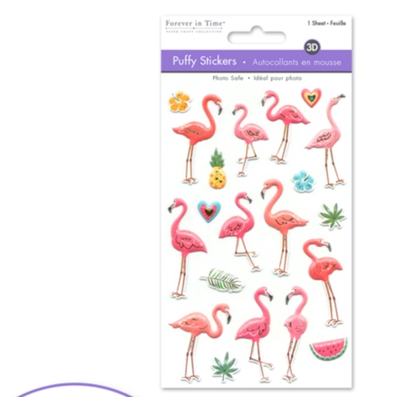 20 3D Puffy Flamingo Stickers (1 sheet) - Picture 2 of 4